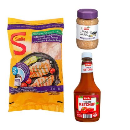 Imagen de Pechuga de pollo Sadia + Ajo finamente picado Badia +Ketchup Kurtz