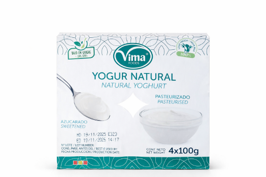 Imagen de Yogur Natural Azucarado Vima Foods (4 x 100 g)