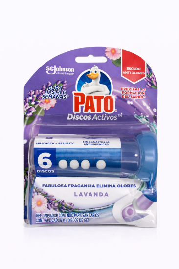 Imagen de Gel Limpiador para Inodoro Pato Discos Activos Lavanda (6 discos)