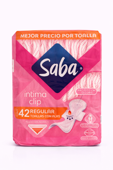 Imagen de Toallas sanitarias Saba Íntima Clip Regular con alas (42 uds)