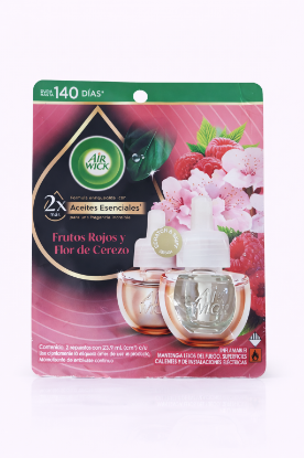 Imagen de Repuesto Ambientador Eléctrico Air Wick Frutos Rojos y Flor de Cerezo (2 x 23.9 ml)