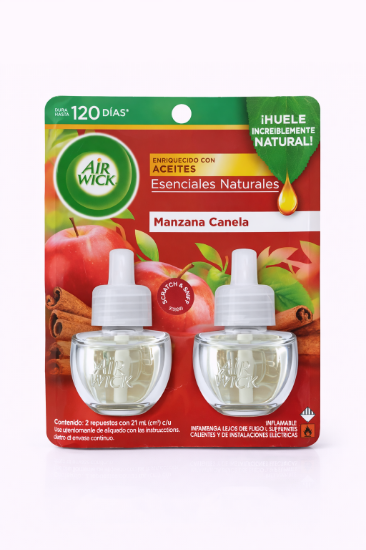 Imagen de Repuesto Ambientador Eléctrico Air Wick Manzana Canela (2 x 21 ml)