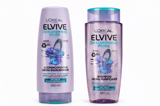 Imagen de Set Shampoo + Acondicionador L’Oréal Elvive Hialurónico Pure (680 ml + 690 ml)