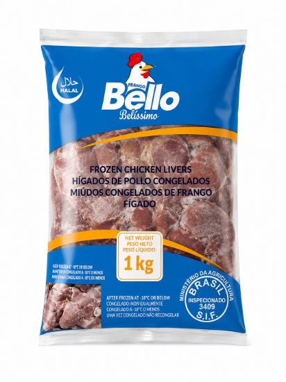 Imagen de Hígados de pollo congelados Bello belíssimo (1 kg)
