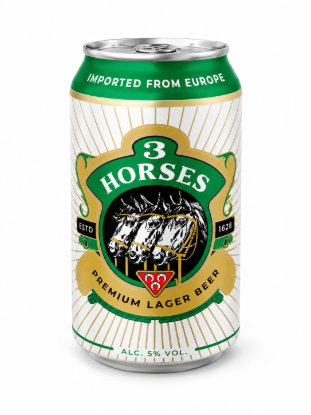 Imagen de Cerveza 3 Horses Premium Lager Beer (330 ml)