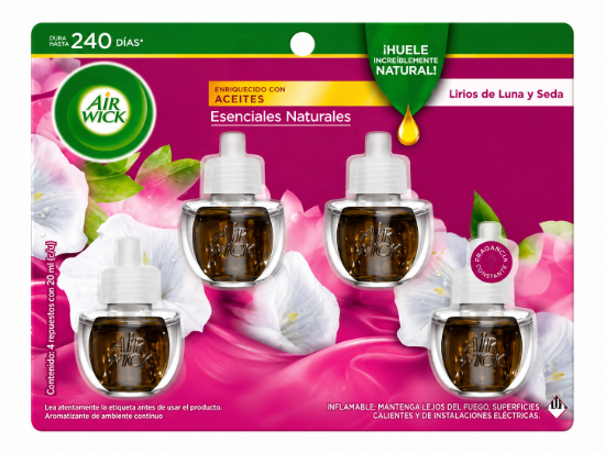 Imagen de Repuestos Air Wick Lirios de Luna y Seda (4 unidades de 20 ml)