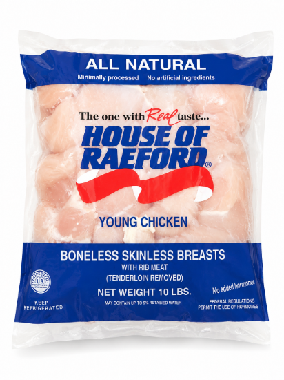 Imagen de Pechuga de pollo deshuesada y sin piel House of Raeford (10 lb)