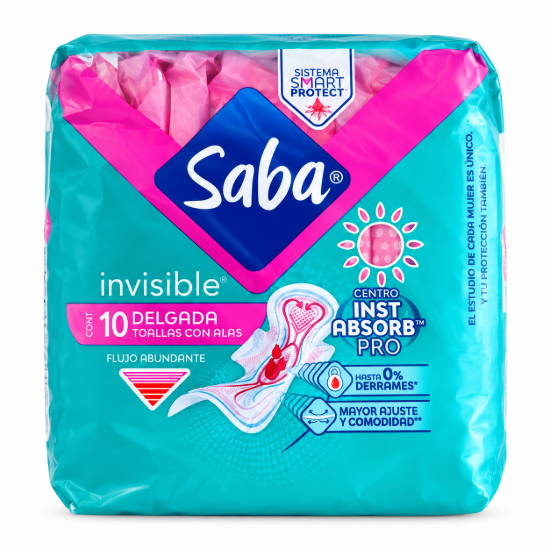 Imagen de Toallas Sanitarias Saba Invisible Delgada con Alas (10 unidades)