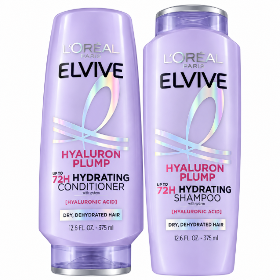 Imagen de Juego de Champú y acondicionador Hyaluron Plump L'Oréal Paris Elvive (375 ml x 2)