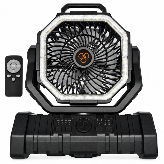 Imagen de Ventilador Recargable con Luz LED F6 Negro (20 000 mAh)