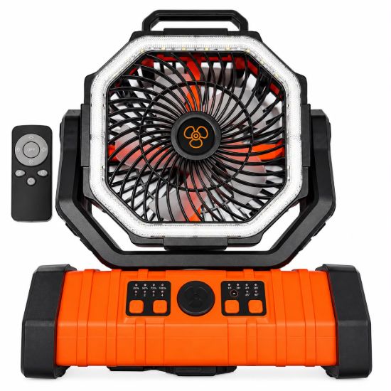 Imagen de Ventilador Recargable con Luz LED F6 Naranja (20 000 mAh)